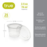 Party 2.5 oz Plastic Gelatin Shot Cups with Lids in Clear, Set of 25