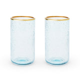 Aqua Bubble Glass Tumblers, Set of 2