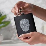 Trueflask 6 oz Soft Touch Dia De Los Muertos Flask in Black