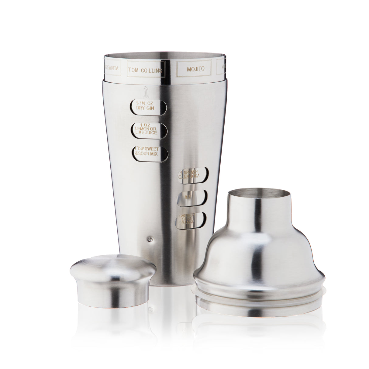 Swivel Recipe Cocktail Shaker in Stainless Steel