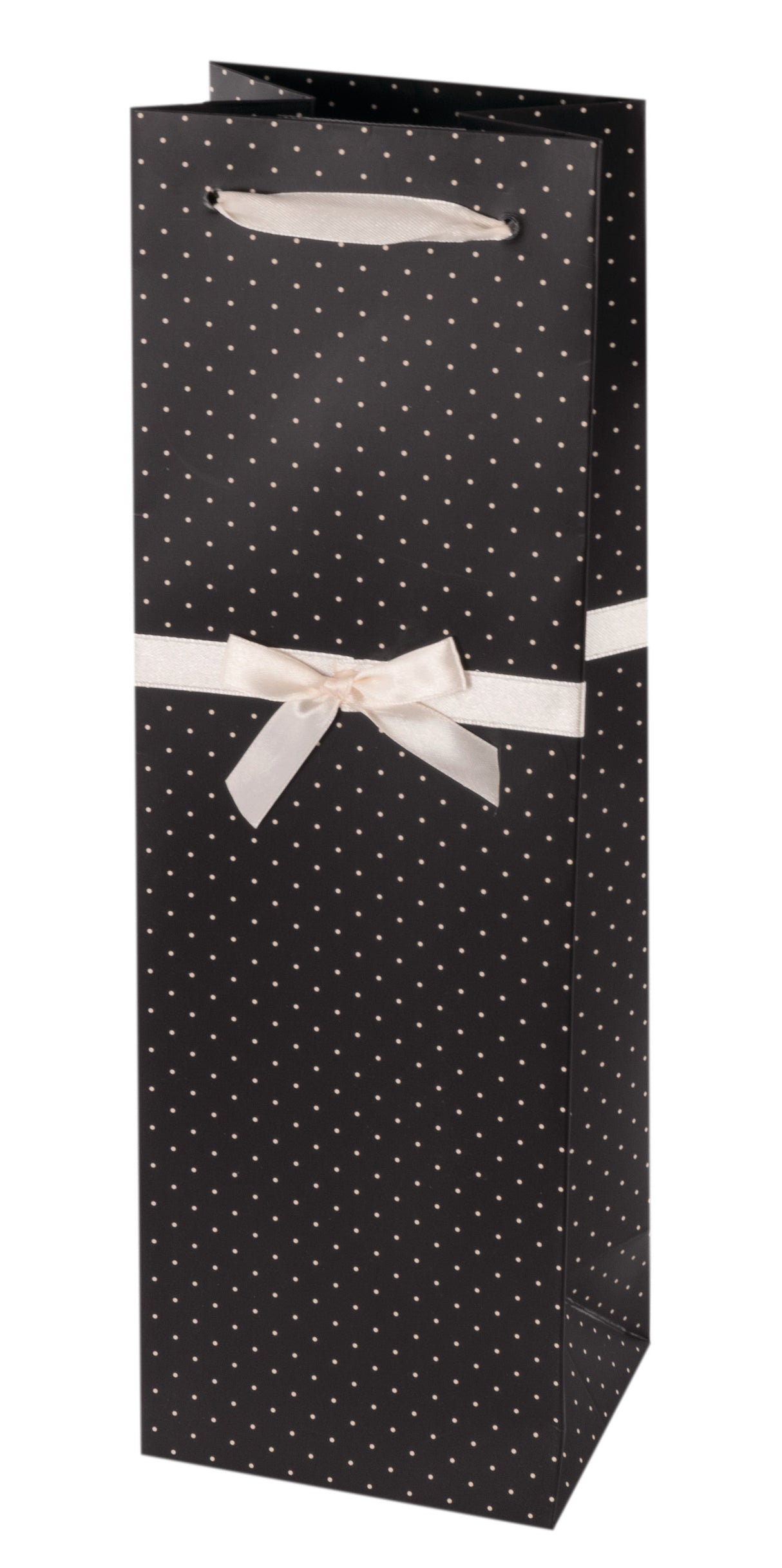 Ribbon Dot Single Bottle Wine Bag in Black & White