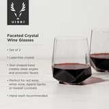 Seneca Crystal Faceted Wine Glasses, Set of 2