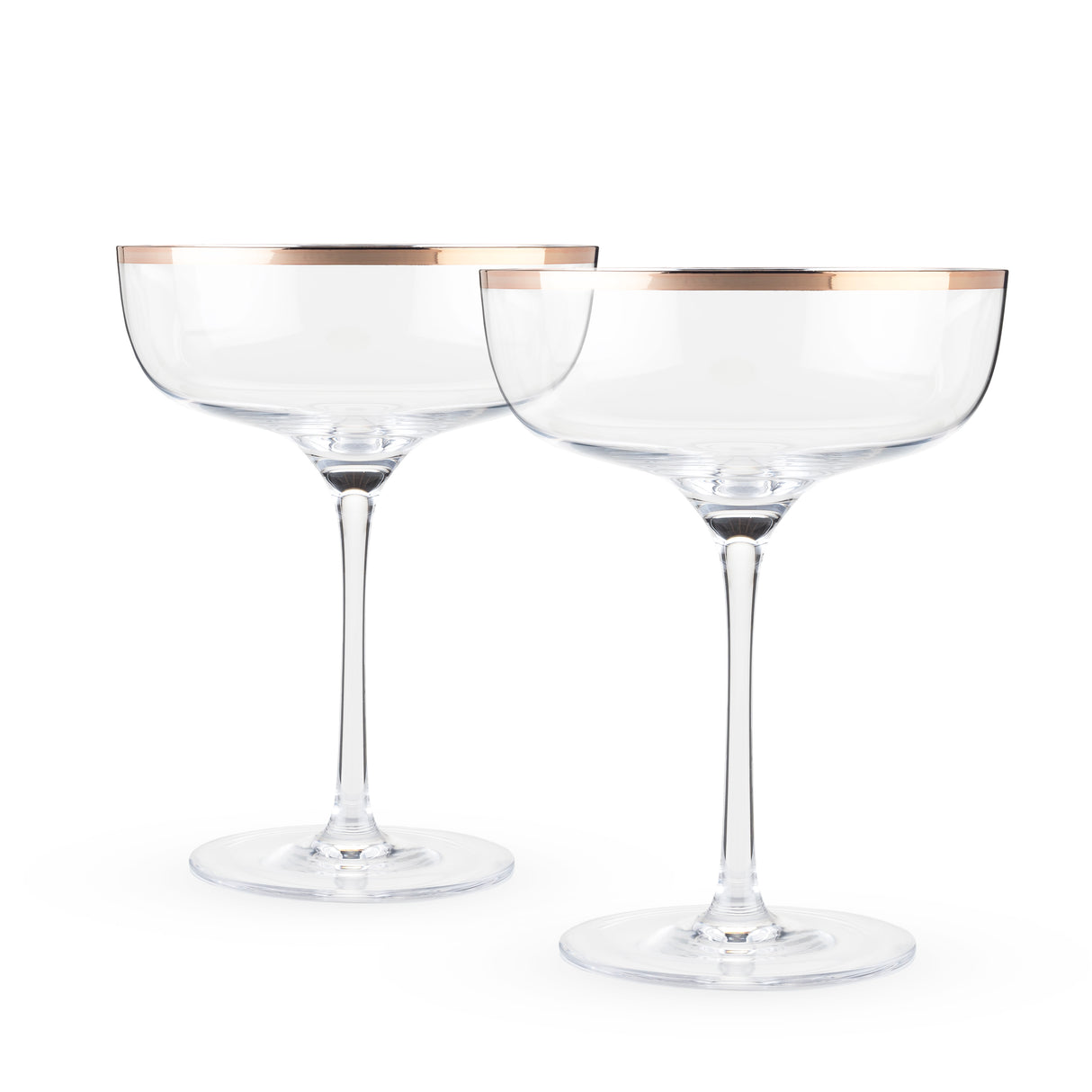 Copper Rim Crystal Coupes, Set of 2