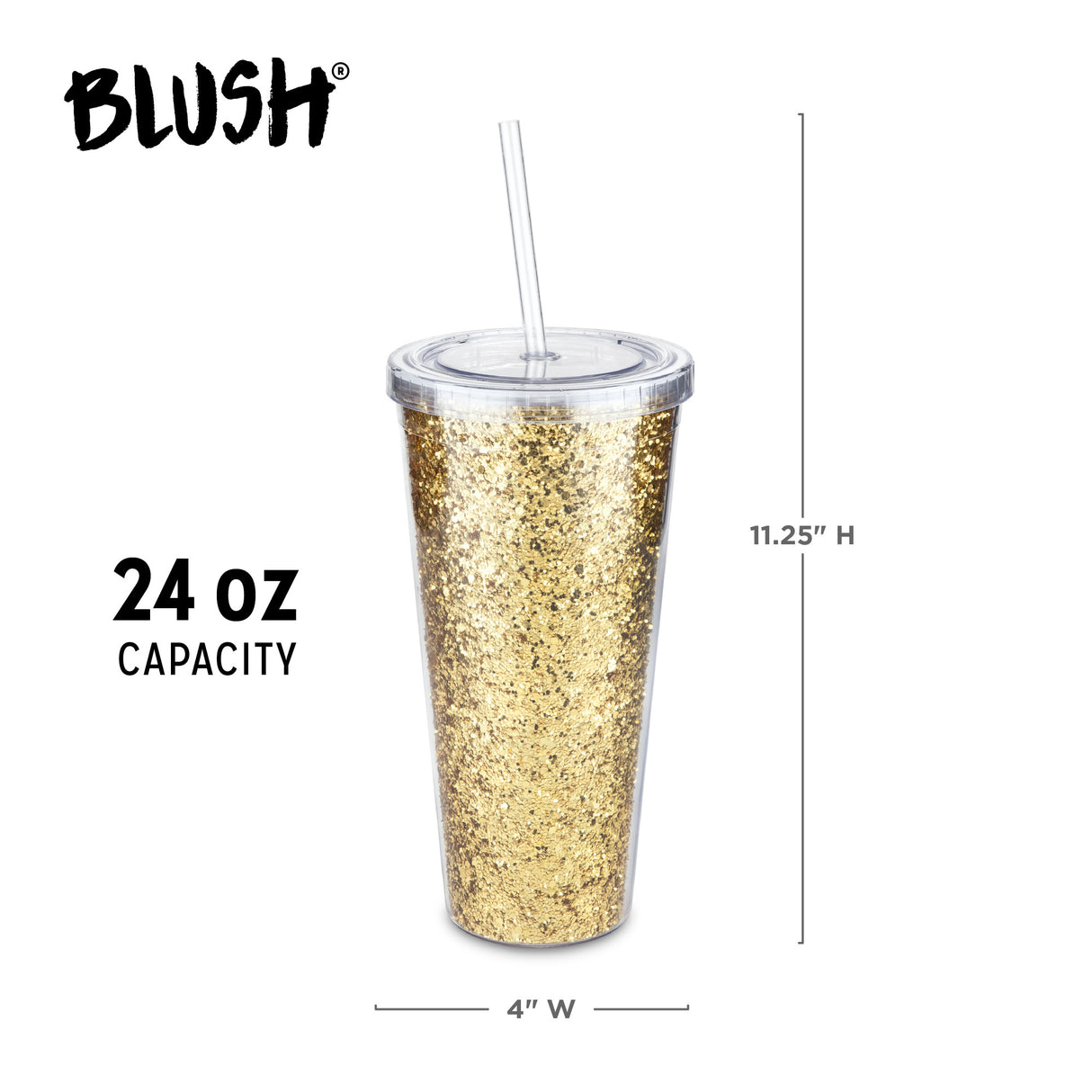 Glam Double Walled Tumbler in Gold Glitter