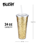 Glam Double Walled Tumbler in Gold Glitter