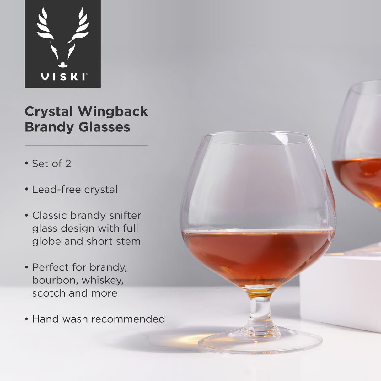 Raye Crystal Wingback Brandy Glasses, Set of 2