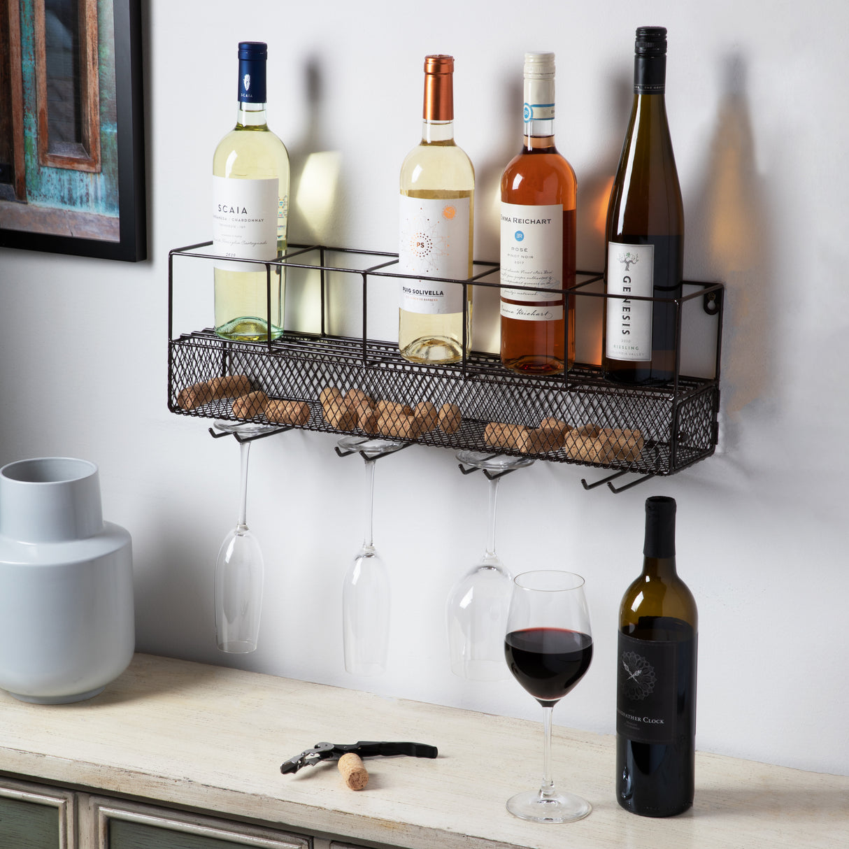 Wall Mounted Wine Shelf & Cork Cage