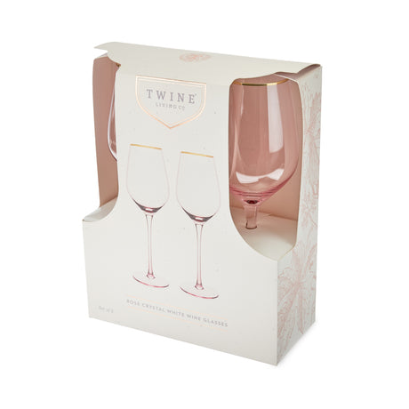 Rose Crystal White Wine Glasses, Set of 2