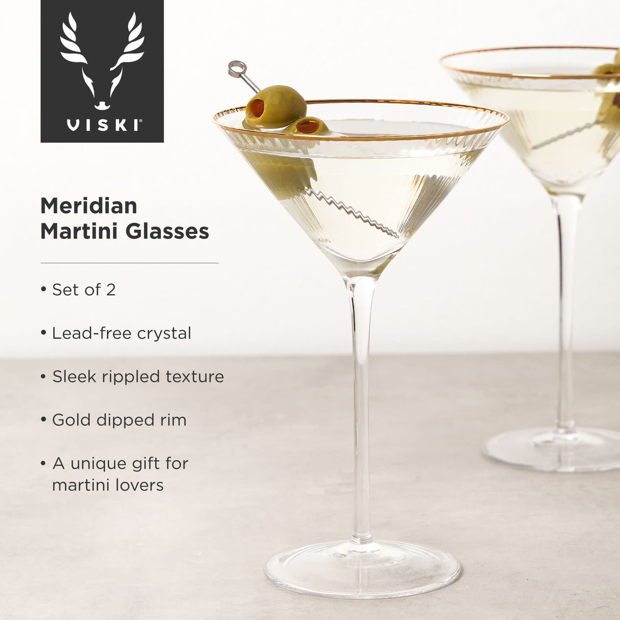 Meridian Crystal Martini Glasses, Set of 2