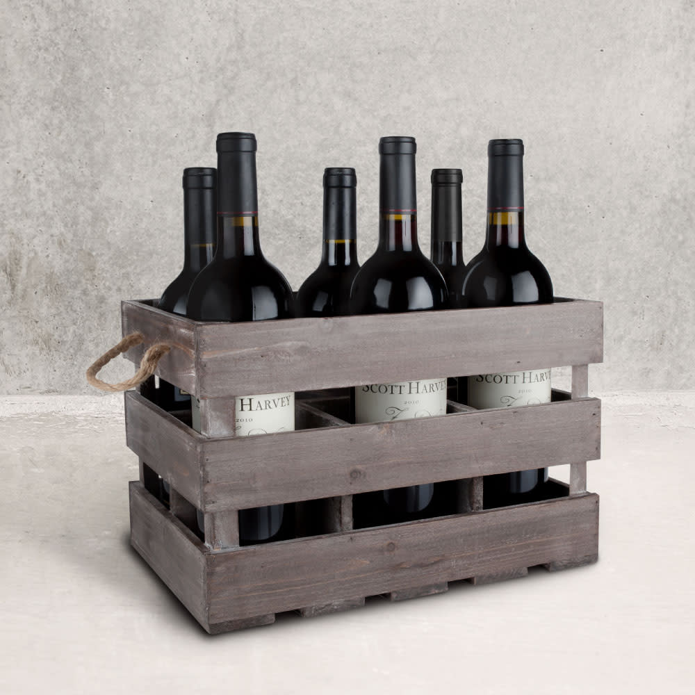 Wooden 6-Bottle Crate