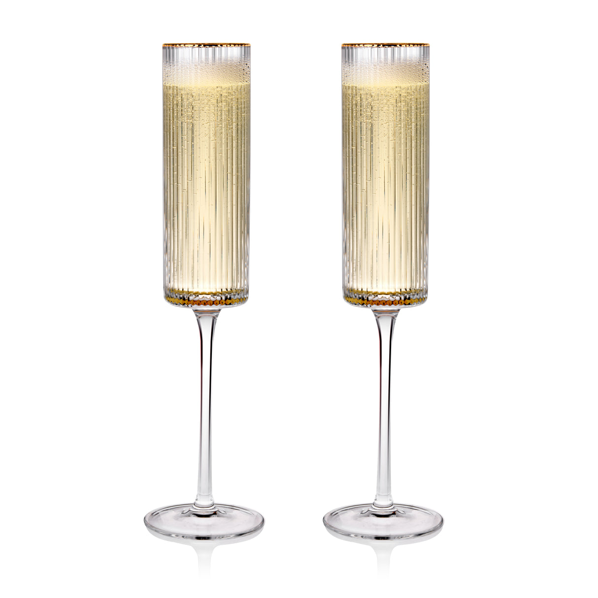Meridian Crystal Gold Rimmed Champagne Flutes, Set of 2