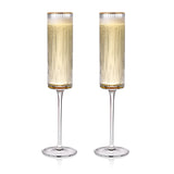 Meridian Crystal Gold Rimmed Champagne Flutes, Set of 2