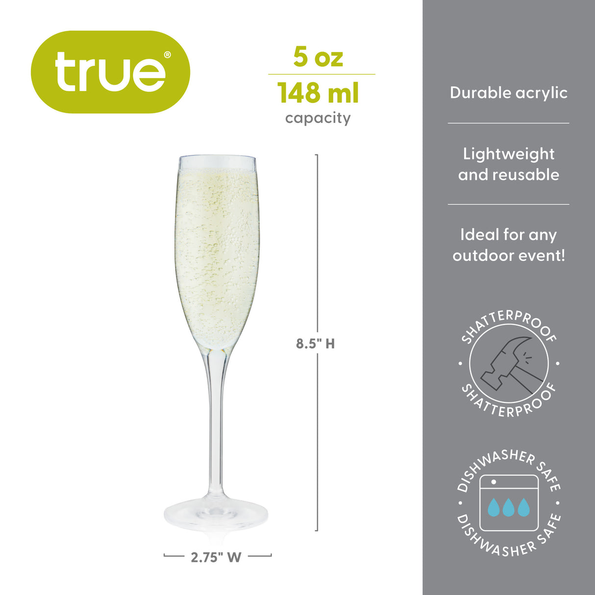 Hardy 5oz Acrylic Champagne Flute