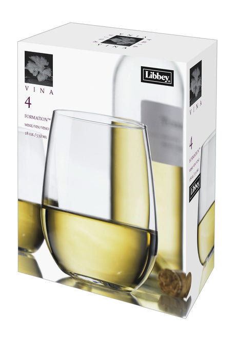 Libbey Vina Stemless White Wine Glasses, Set of 4