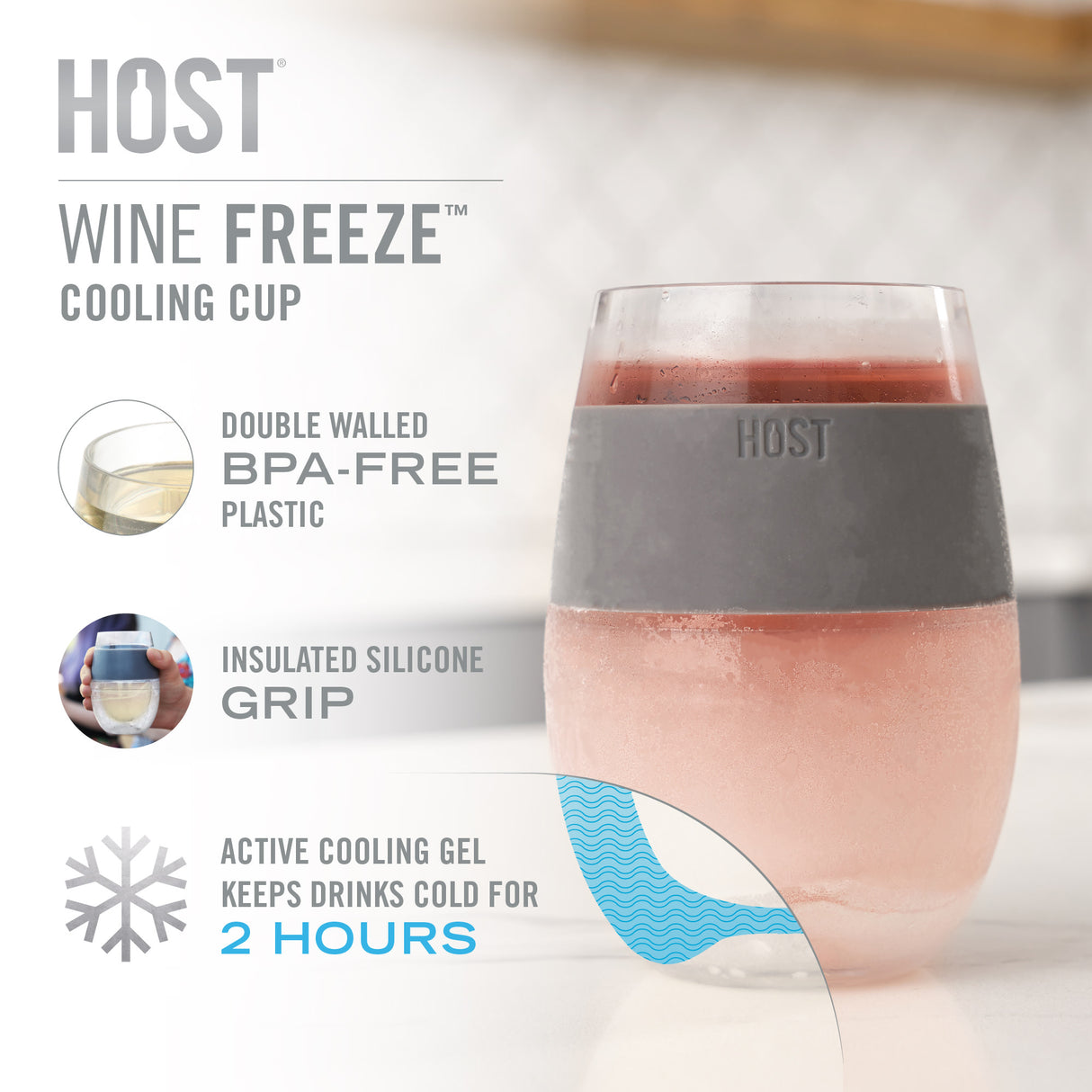 Wine FREEZE Cooling Cup in Black Swirl