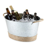 Jute Rope Wrapped Galvanized Metal Beverage Tub