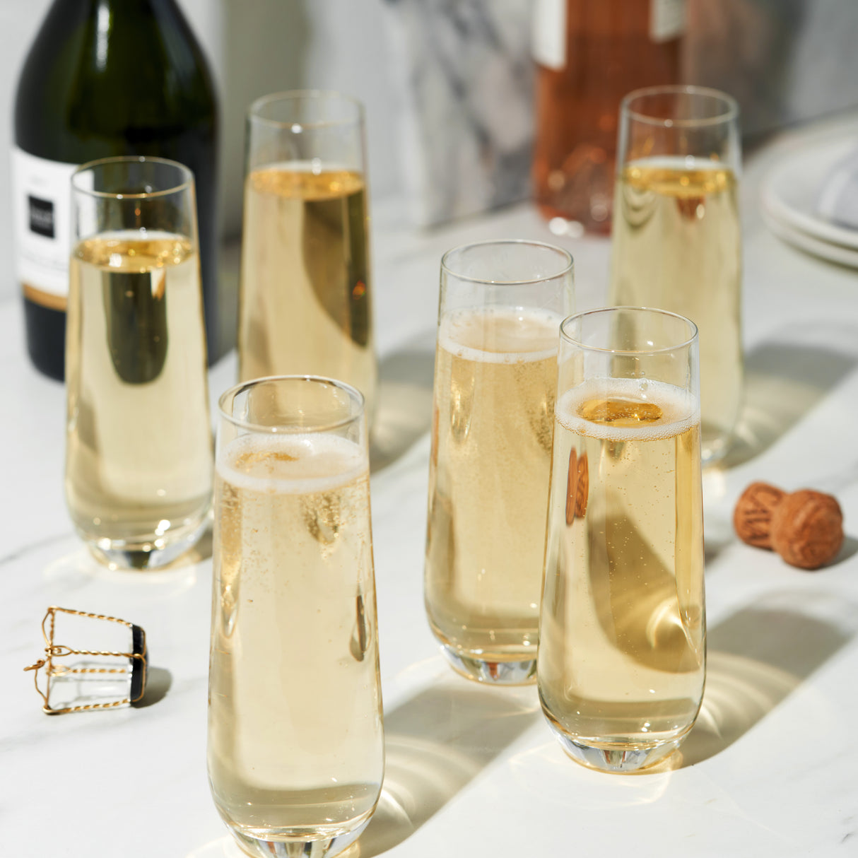 Stemless Champagne Flutes, Set of 8