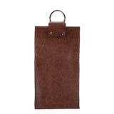 Brown Double-Bottle Wine Tote in Faux Leather