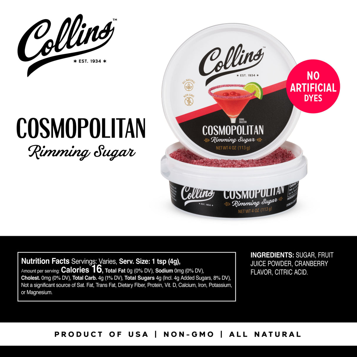 Cosmopolitan Rimming Sugar, 4 oz