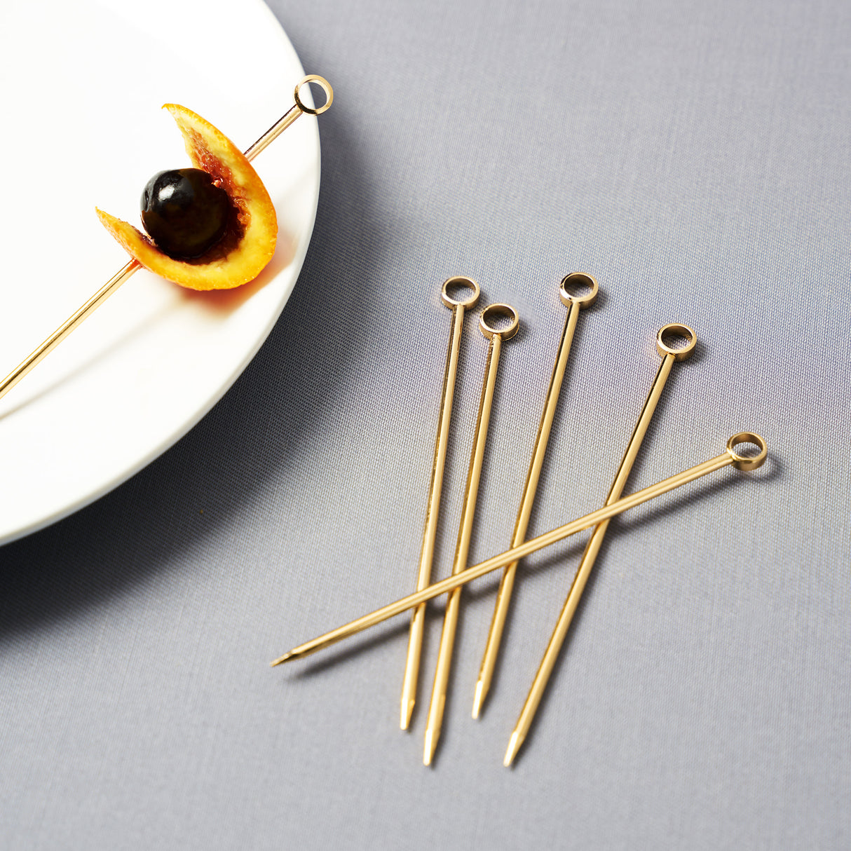 Belmont Cocktail Picks in Gold, Set of 6