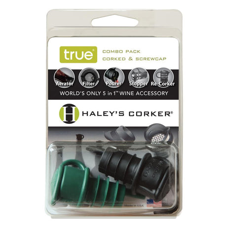 Haley's Corker 5-in-1 Pourer in Black & Green, Set of 2