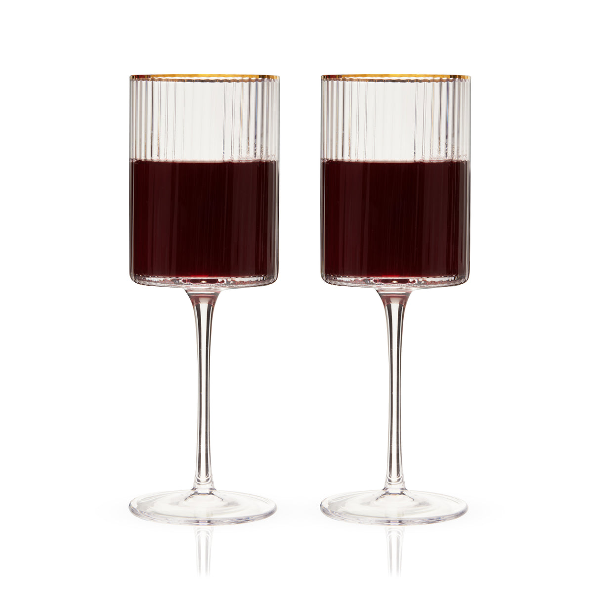 Meridian Crystal Gold Rimmed Wine Glasses, Set of 2