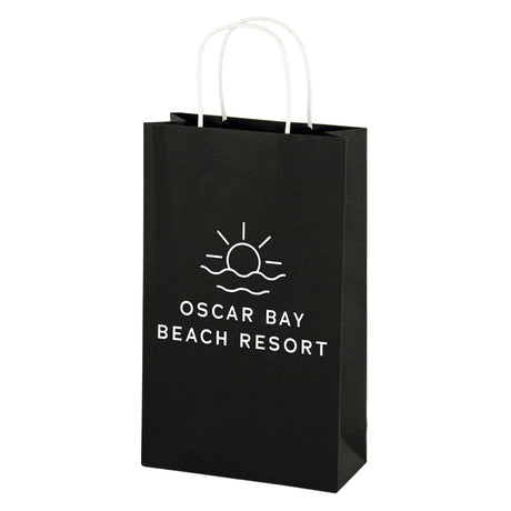 Two Bottle Kraft Bag with Handle in Black