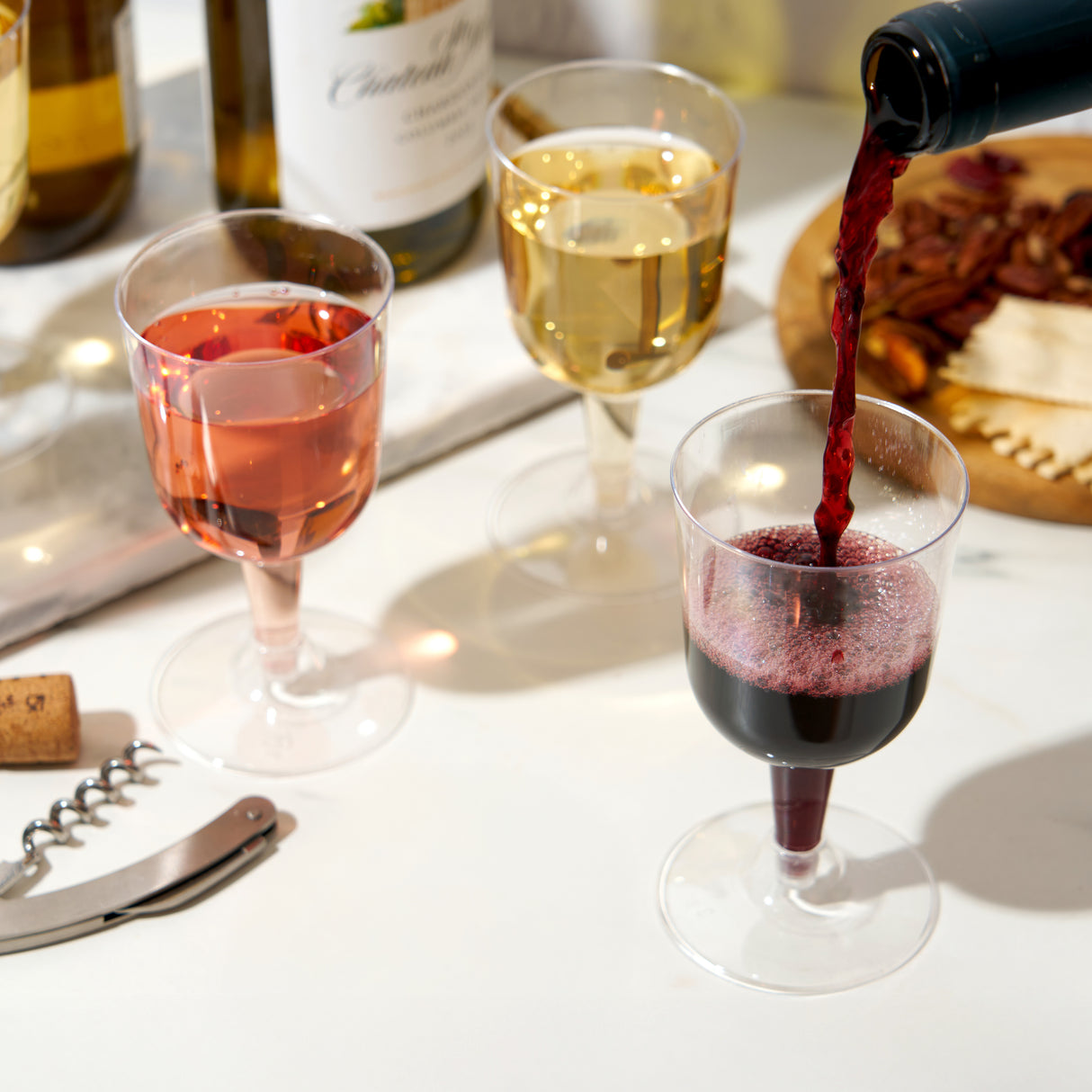 Party 6 oz Plastic Stemmed Wine Cups in Clear, Set of 8