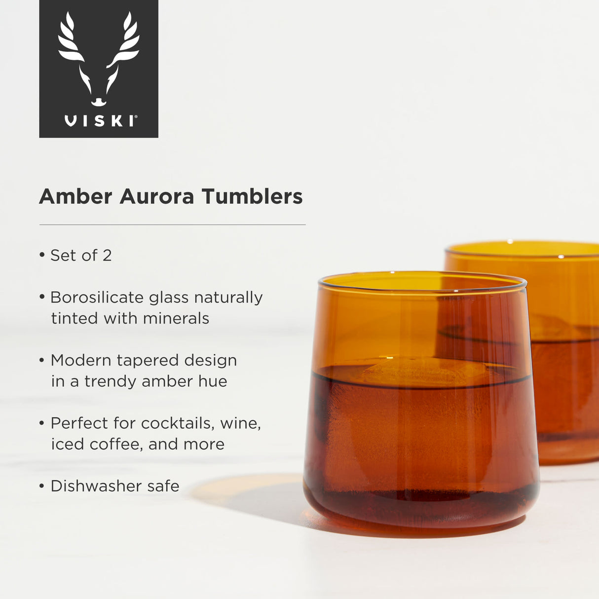 Aurora Cocktail Tumblers in Amber, Set of 2