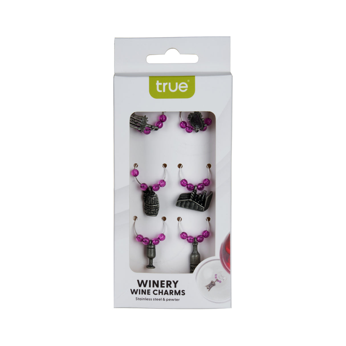 Winery Pewter Wine Charms, Set of 6