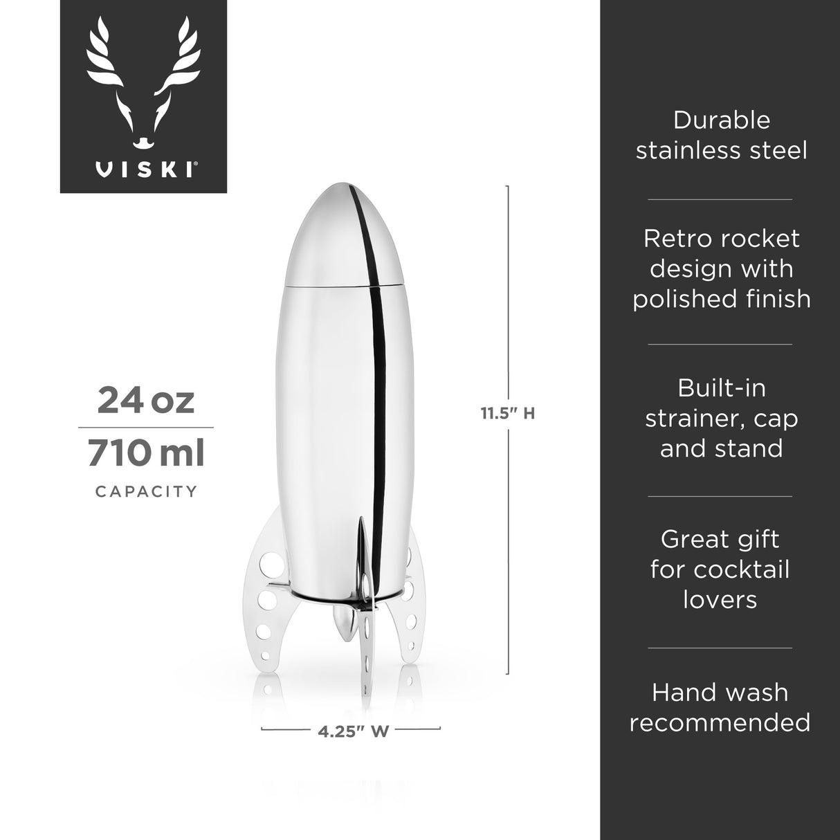 Irving Rocket Cocktail Shaker in Stainless Steel