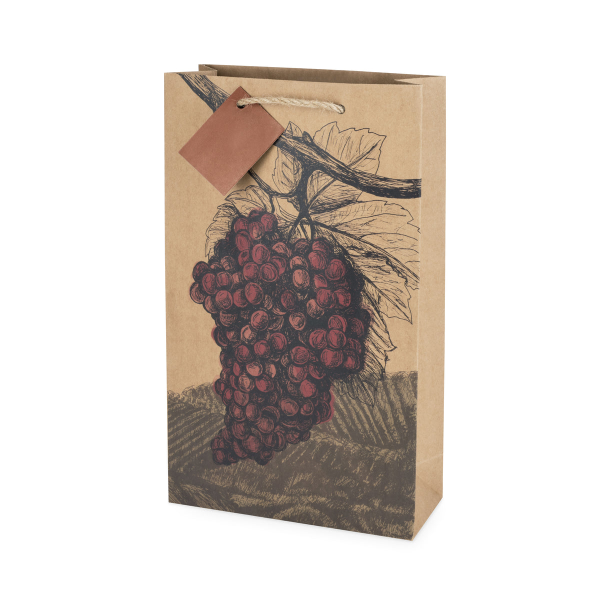 Illustrated Grapes Two Bottle Wine Bag