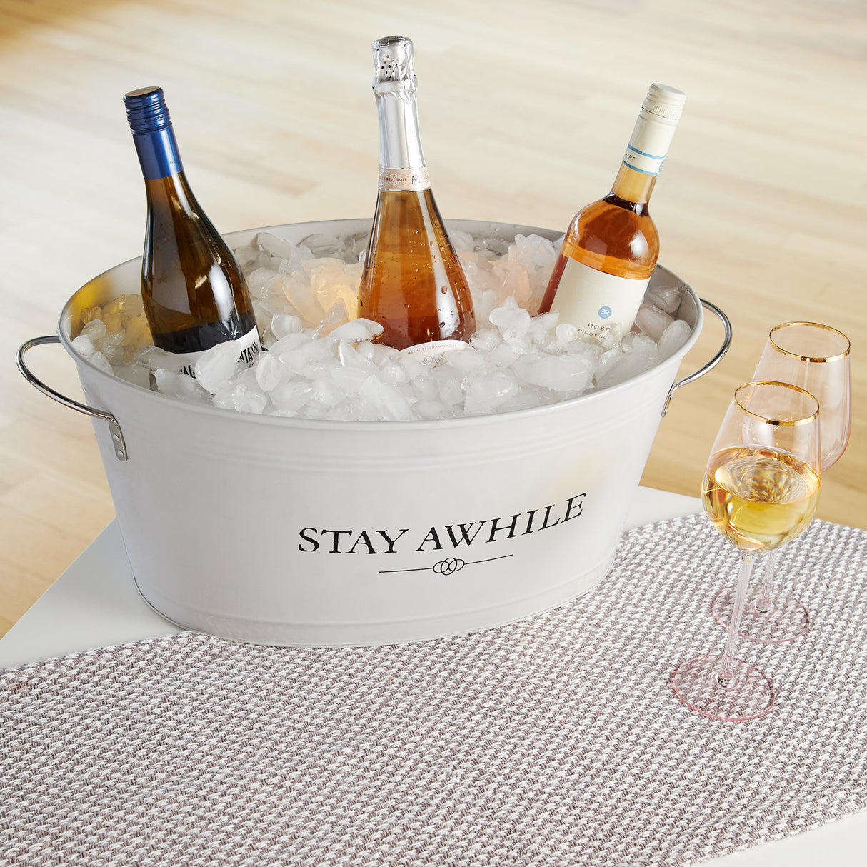 Stay Awhile Metal Beverage Tub