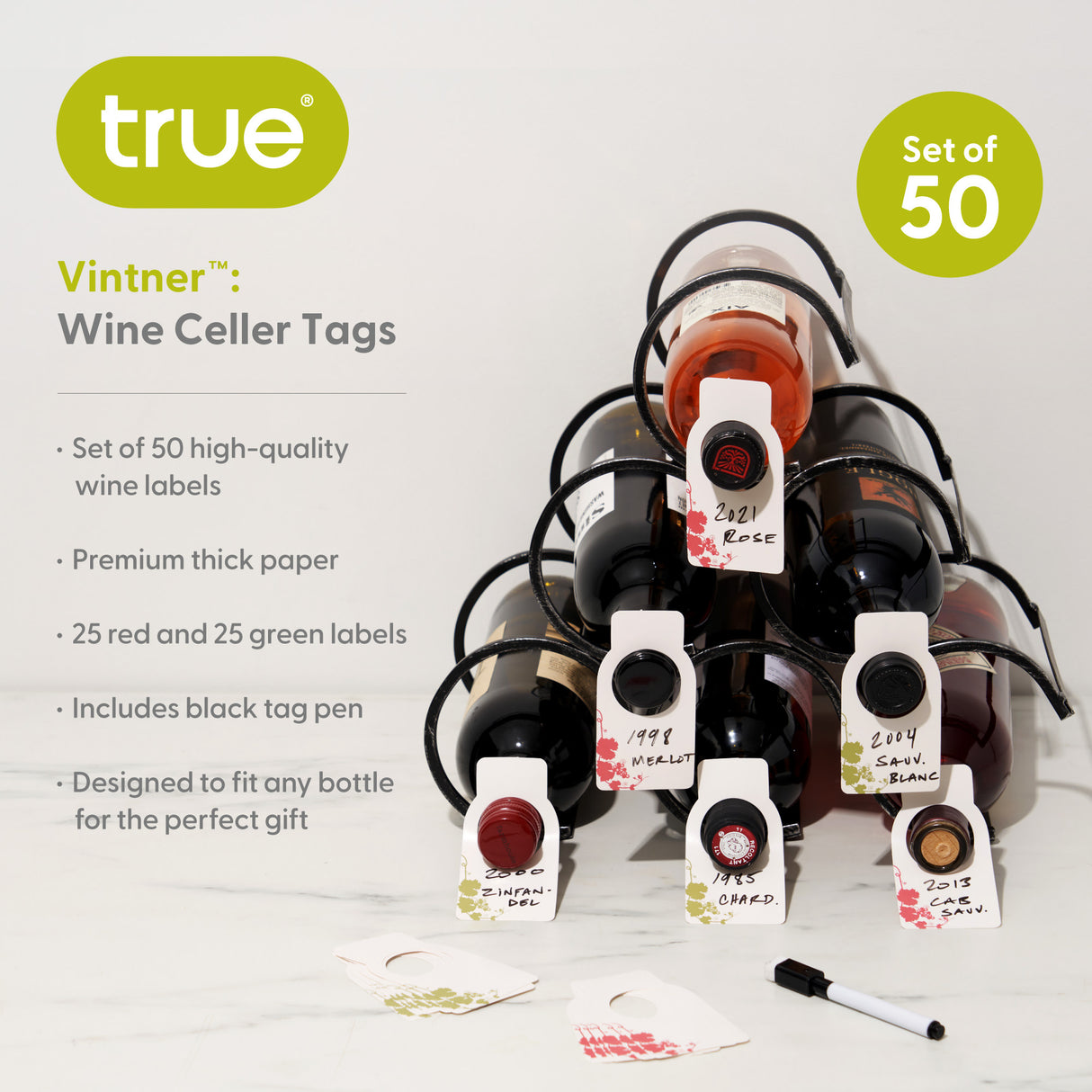 Vintner Wine Cellar Tags and Pen, Set of 50