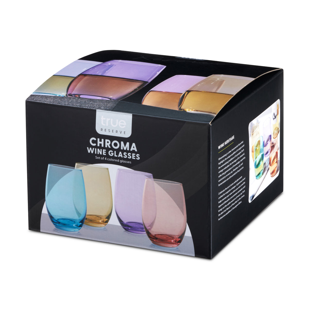 Chroma Colorful Stemless Wine Glasses, Set of 4