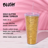 Glam Double Walled Tumbler in Gold Glitter