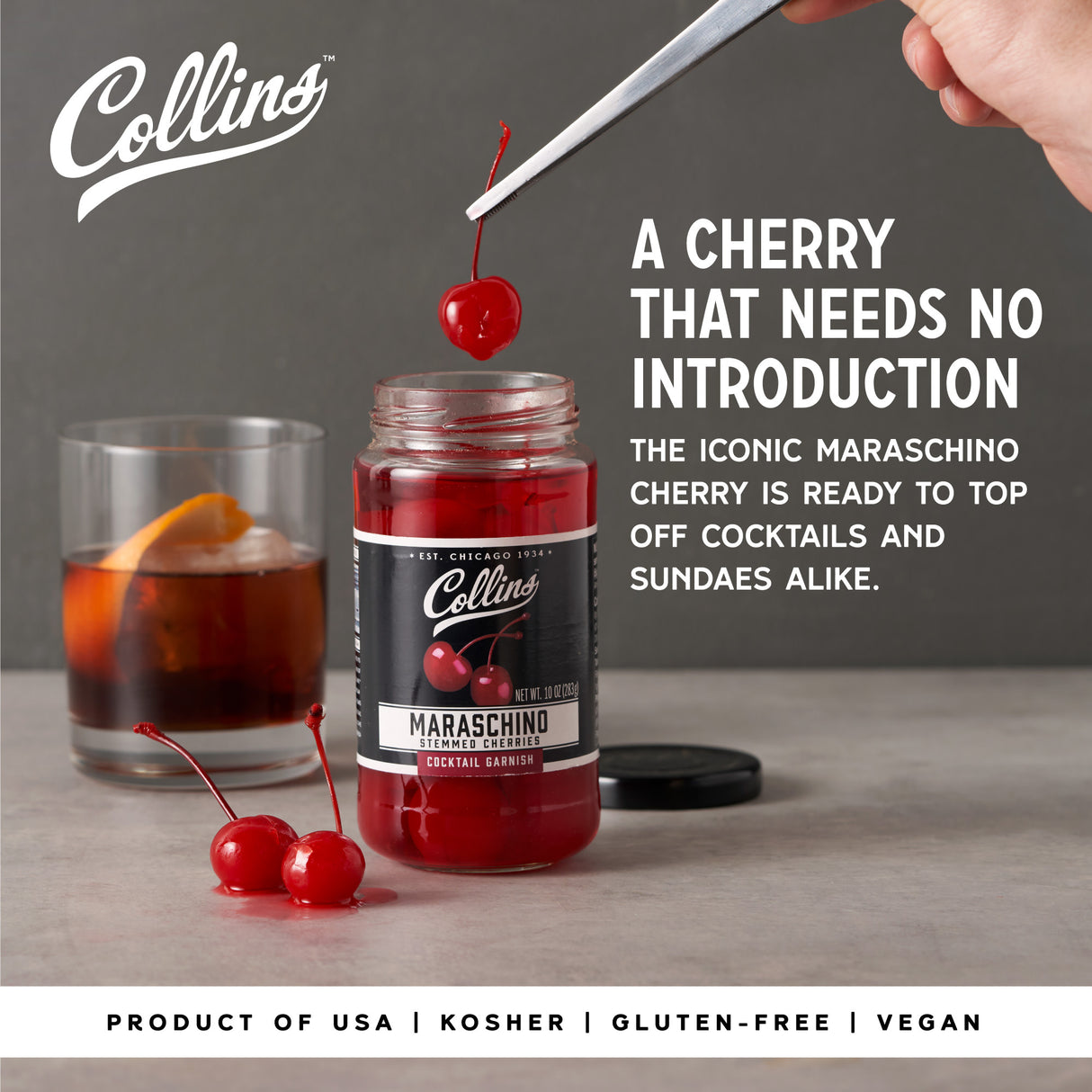 Stemmed Cocktail Cherries, 10 oz