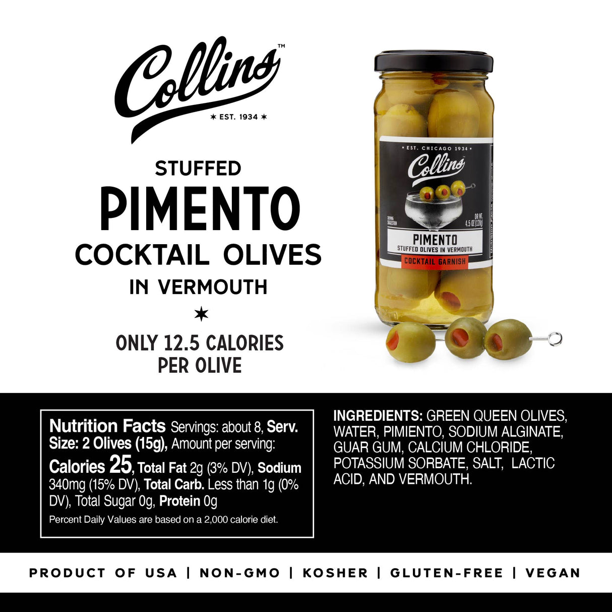 Pimento Stuffed Olives in Vermouth , 4.5 oz