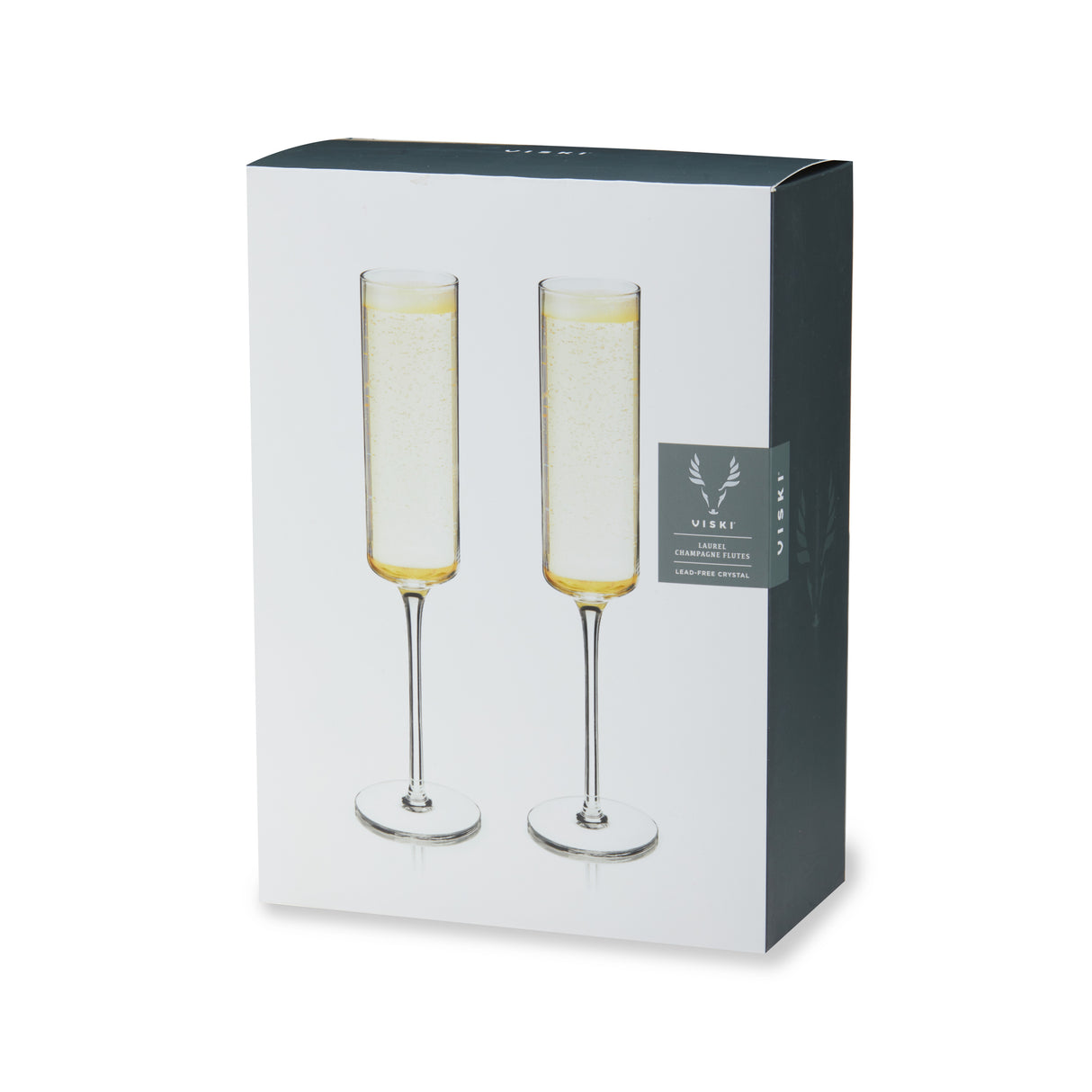 Laurel Crystal Champagne Flutes, Set of 2