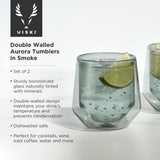 Aurora Double Walled Tumblers in Smoke Grey, Set of 2