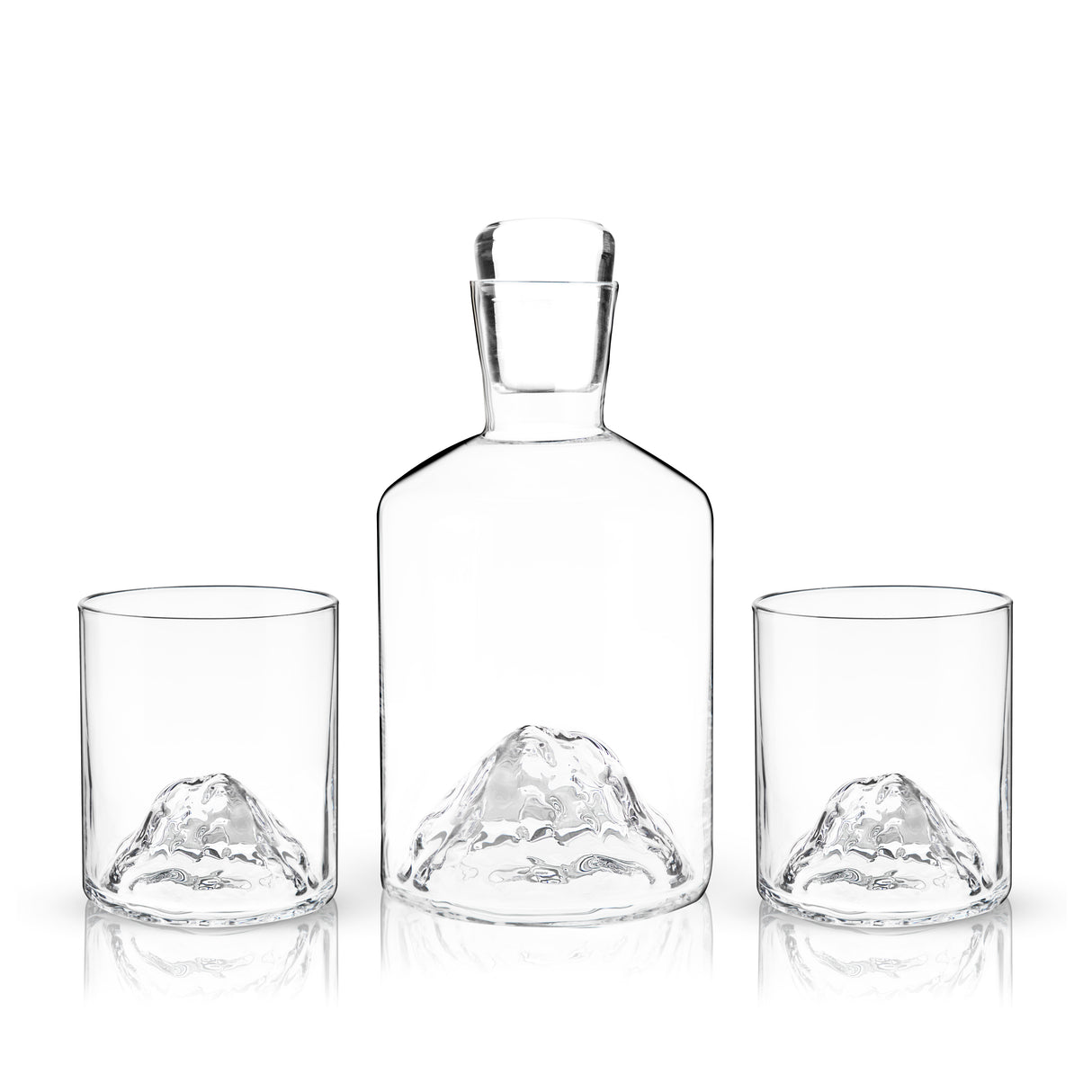 Mountain 3-Piece Crystal Liquor Decanter and Tumbler Set