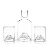 Mountain 3-Piece Crystal Liquor Decanter and Tumbler Set