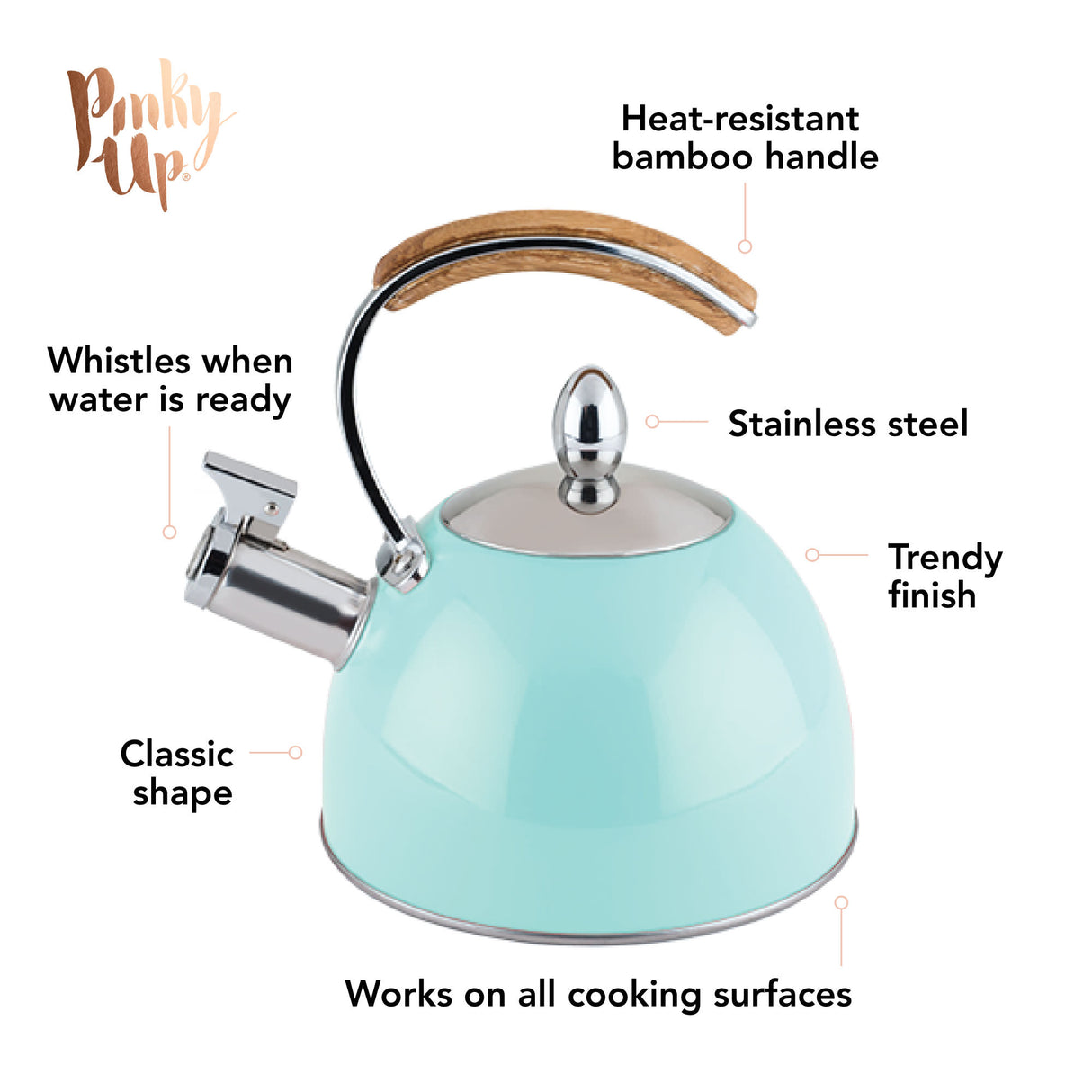 Presley Tea Kettle in Light Blue