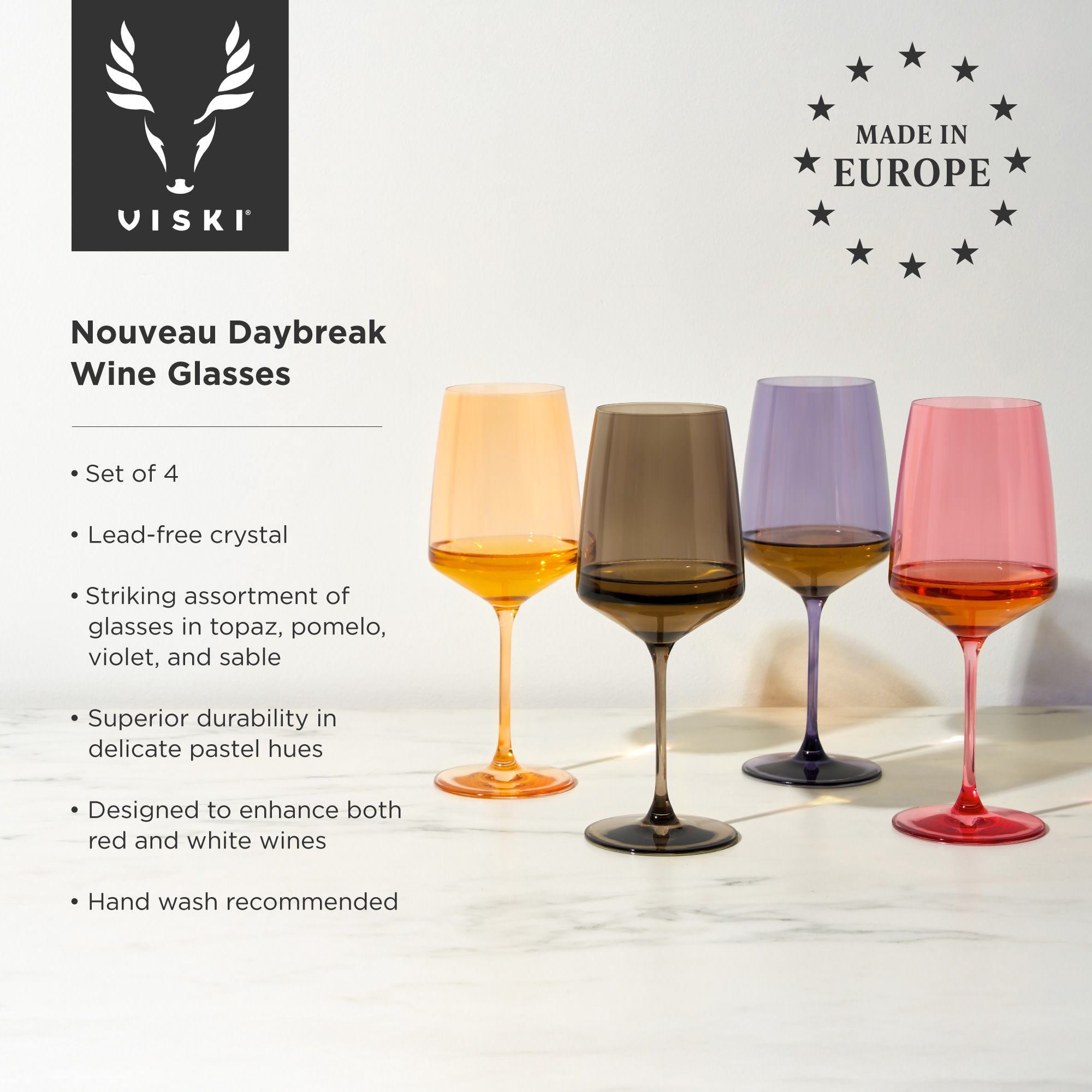 Reserve Nouveau Crystal Wine Glasses in Daybreak, Set of 4 - Thumbnail 5