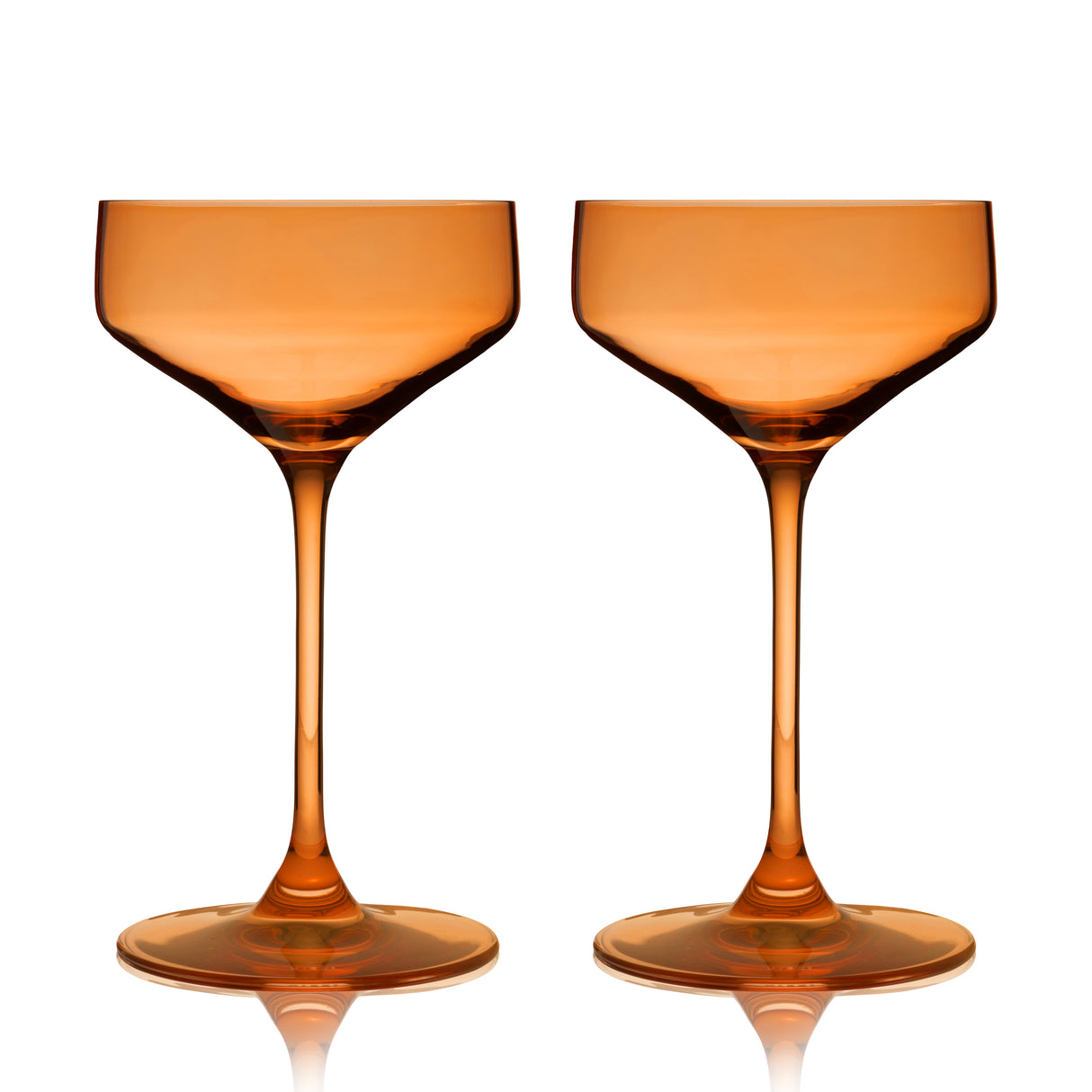 Reserve Nouveau Crystal Coupes in Amber, Set of 2