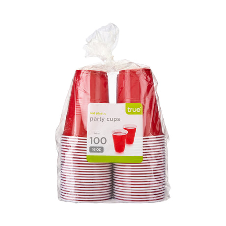 Party 16 oz Plastic Cups in Red, Set of 100