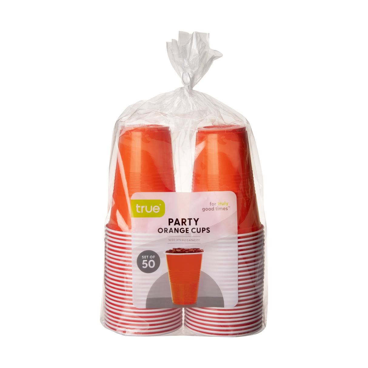 Party 16 oz Plastic Cups in Orange, Set of 50