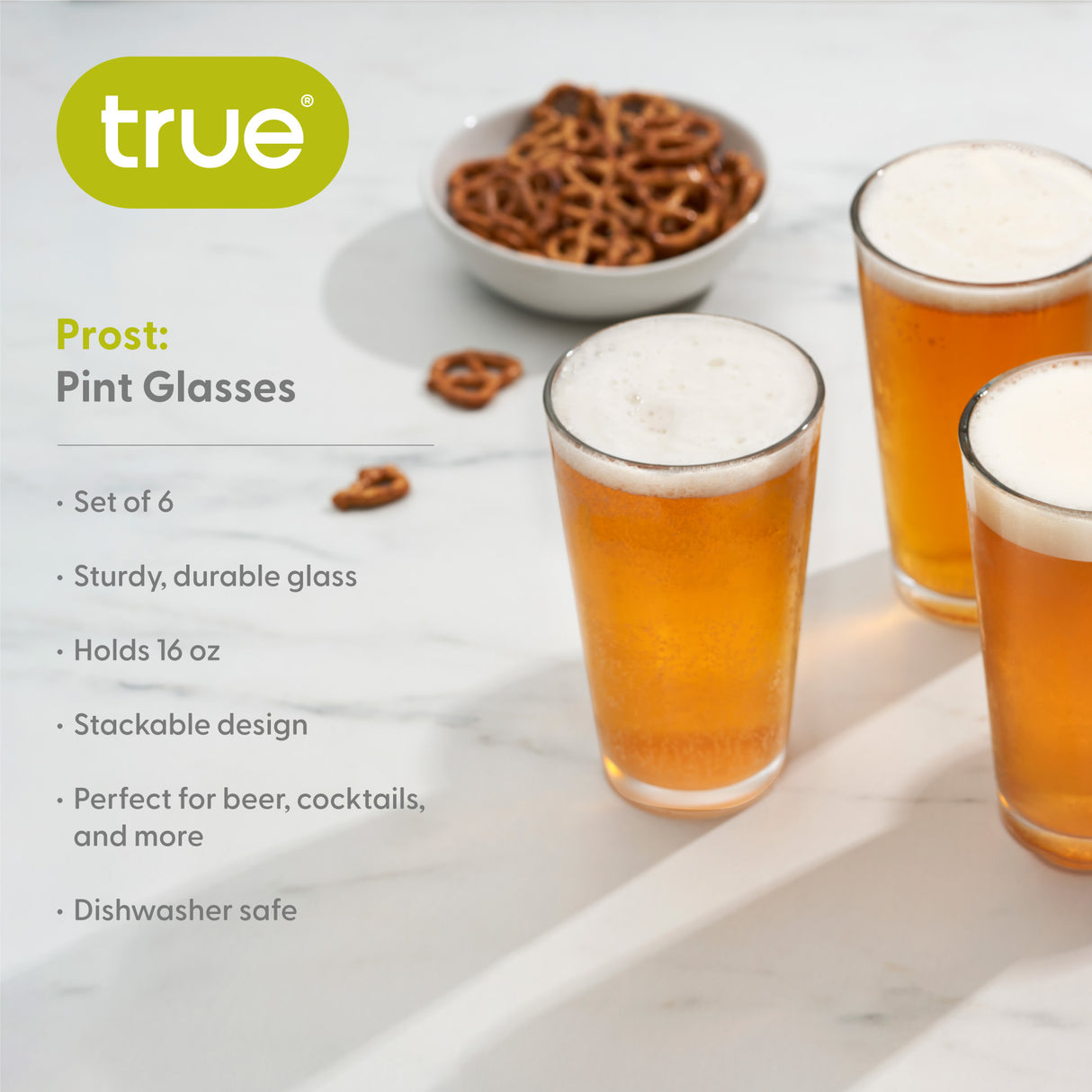 Pint Beer Glasses, Set of 6