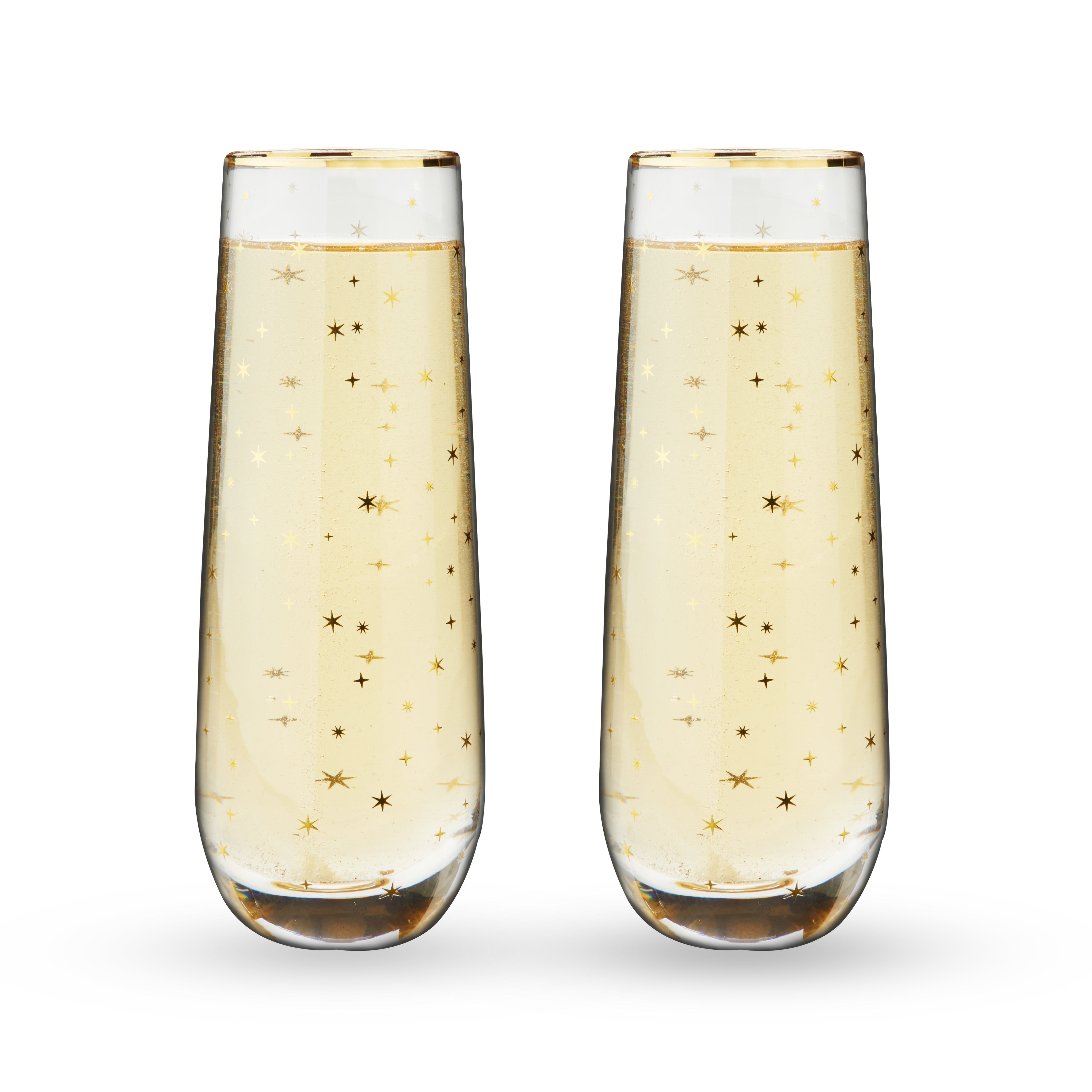 Stemless Champagne Flutes, Set of 2