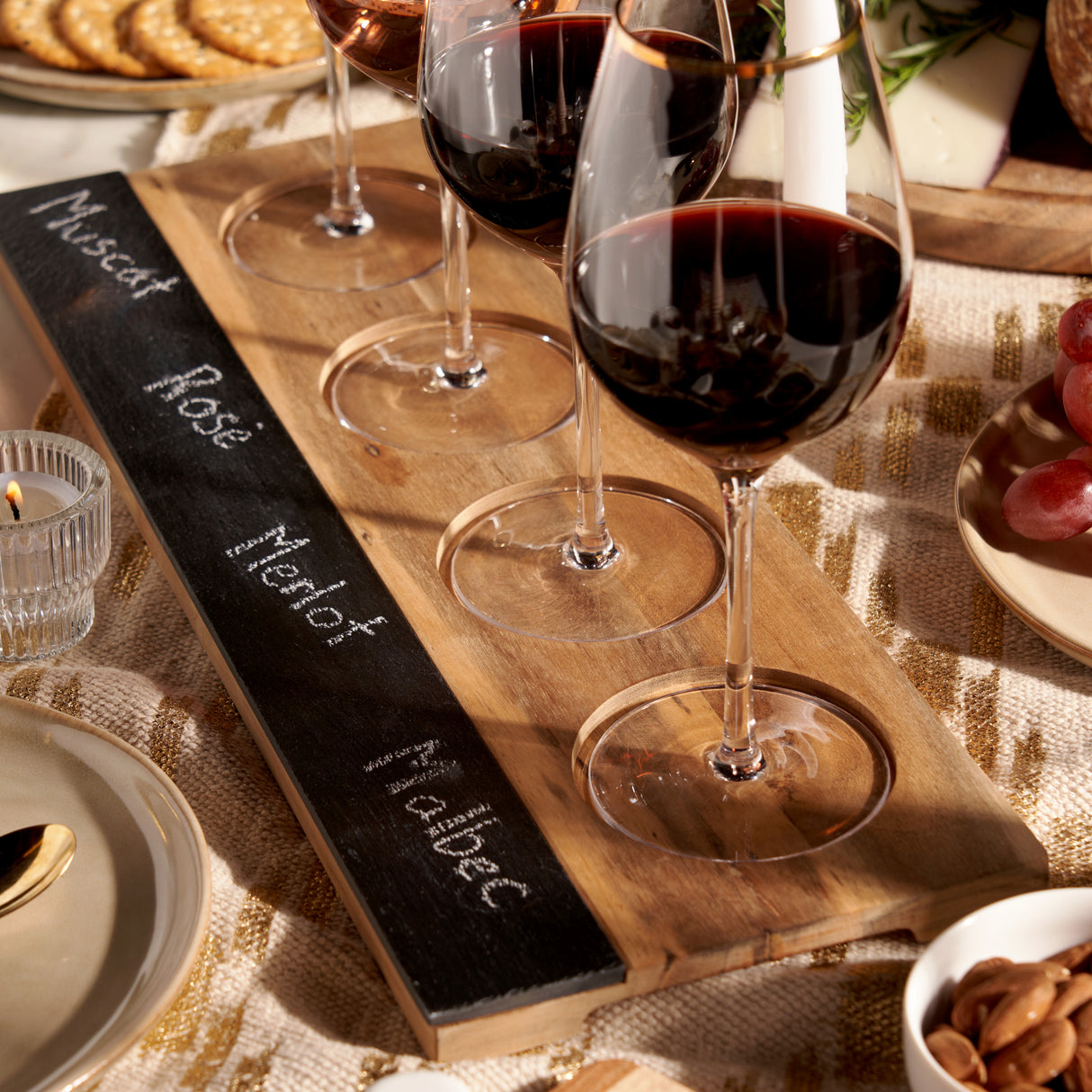 Acacia Wood Wine Flight Board